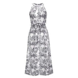Summer New Bohemian Sexy Dew Shoulder Long Dress Women Sleeveless Print Dress Slim Casual Spring Summer Holiday