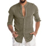 Explosion Autumn/Winter V-Neck Linen New Cardigan Long-Sleeved Men's