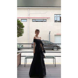 Shoulder Ribbon Dress Women's Summer Fashion Temperament Reduction Loose Thin A Word Long