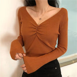 Neck Knitted Pullover 2022 Sexy Women Sweater Autumn Jumper Chic Soft Korean Slim Long Sleeve Female Basic Top Jumper