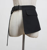 Black Split Joint Buckle Irregular Long Wide Belt Personality Women New Fashion Tide All-match Spring 2022