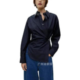 Women's Long-Sleeved Solid-Colored Shirt Design Feels Thin