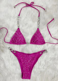 Toloer New Bikini Sexy Hot Diamond Split Women's Swimsuit Solid Color Strap Bikini