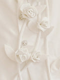 Fashion Women's Blazer Notched Collar Loose Diamonds Buttons Spliced Flower White Suit Jackets summer 2023 New