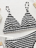 Toloer Single Swimsuit Lady Split Swimsuit Black And White Contrast Sexy Bikini D858W-Outfit