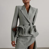Toloer New High-End Sense Flounce Spell Receive Waist Suit Collar Women's Coat Spring Show Thin Short Small Suit-Outfit
