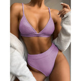 Waist Bikini 2022 New Swimsuit Women Push Up Swimwear Solid Bikini Set Female Bathing Suit Summer Beach Wear Swimming