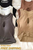 Women Hollow Out Tank Tops With Bra Pad O-Neck Y2K Crop Tops Sexy Off Shoulder Tank Tops For Women Streetwear