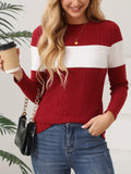 Wish Autumn And Winter Explosion Women's Clothing Women's Knitted Long-Sleeved Color Repair
