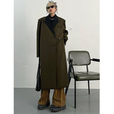 Women Gray Brief Big Size Long Trench New Lapel Long Sleeve Loose Fit Windbreaker Fashion Tide Spring Autumn 2023