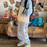 Kawaii Blue Jogging Sweatpants Korean Fashion Sport Pants Women Baggy Soft Girl Patchwork Love Heart Wide Leg