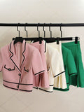 Fragrance Korean Fashion Short Sleeve Jacket + High Waist Pleated Skirt Set Summer Women's Clothes 2 Piece