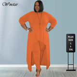 Piece Set Plus Size Women Fall Clothing 2021 Solid Long Style Top Leggings Casual Fashion Streetwear Wholesale