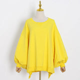 Loose Korean White Sweatshirt For Women O Neck Batwing Sleeve Side Split Casual Sweatshirts Female 2020 Fall