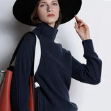 DY 2021 New Autumn Winter Girl's Clothes Women High-Collar Thickened Pullover Loose Sweater Large Size Knitted Wool