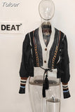 Fashion Women's Jacket Rivet Patchwork Tassel V-neck Long Sleeve Single Breasted Contrast Color Coat Spring 2023 New