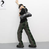 Y2k Aesthetics Green Jeans Japanese Harajuku Denim Pants Grunge Korean Fashion Jeans Boyfriend Vintage Distressed