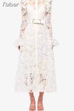 Minimalist Solid Dresses For Women Stand Collar Long Sleeve High Waist Spliced Hollow Out Slim Chic Dress Female Summer