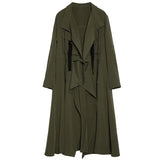 Women Black Irregular Big Size Long Trench New Lapel Long Sleeve Windbreaker Fashion Tide Spring Autumn 2023