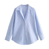 New Women's Simple Fashion Casual Loose Collar Single Buckle Long-Sleeved Shirt