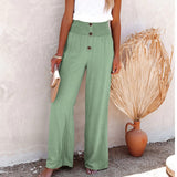 New Women's High-Waisted Long-Term Cotton-Sight Broad-Legged Trousers Loose And Relaxed Casual Broad-Legged