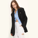 Casual Blazer Jacket For Women Autumn Winter Single Buttons Loose Green Coats Long Sleeve Oversized Suit Jackets Streetwear