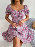 Sweetheart Neck Flounce Sleeve Mini