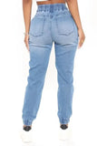 High Waist Blue Drawstrings Regular
