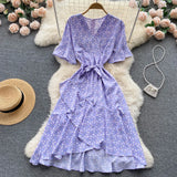 Holiday Women Party Clothes Floral Fashion Dress Female Clothing A line Dresses Outfits Summer Midi Beach Sundress