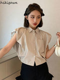 Temperament Ladies Tops Blouse for Women Sleeveless Tunic White Shirt 2023 Blusas Mujer De Moda Fashion Vintage Summer