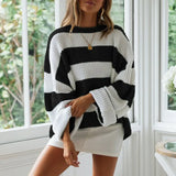 Women's Clothing In The Autumn And Winter Of 2025, The New Women's Sweater Round-Necked Striped Knitted