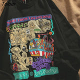 Hot Green Basketball Cartoon Print Sweatshirts O-neck Oversized Streetwear American Casual Goth Punk Fashion Teens