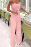 Lady Feather Elegant Sexy Sleeveless Bodycon Overalls Streetwear Outfit Clothes Party Playsuit Bodysuit Party