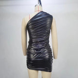 Toloer Women's Wear 2023 Summer Fashion New Sleeveless Inclined Shoulder Fold Collect Fanny Pack Hip Dress Women's Skirt-Outfit