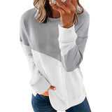 Autumn New Long-Sleeved Round Neck Bump Color Loose Shirt T-Shirt Top