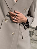 Fashion Women's Trench Coat New Laple Loose Patchwork Single Button Long Sleeve Windbreaker Female Autumn 2023