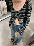 Tops Cropped Cardigan Coat Women's Clothing V-neck Long Sleeve Tunic Sueter Pull Femme Fashion Knitted Thin Korean