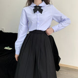 School Uniform Pleated Skirt Women Japanese Fashion Cute High Waist Knee-length A-line Skirt for Girls Preppy Casual