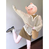 Temperament Spring A Complete Set Of Hollow Straps With V-Tneck Shirt Vest Super Good-Looking Thin Half-Dress Skirt Three-Piece