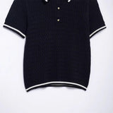 2025 New Knitted Shirt Round-Neck Solid Color Loose Set Female