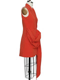 Fashion Women's Suit Evening Dress Sleeveless Double Breasted Large Hemline Pleated Orange Dresses Spring 2023 New