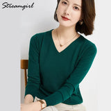 Women's Sweater 2021 White Jumper V Neck Ladies Winter Clothes Women Sweater Knitted Pullovers Sweaters For Women Fashion