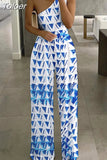 Suit Women Summer Sexy One Shoulder Print Loose Wide Leg Jumpsuits Elegant Office Lady Party Jumpersuit Women