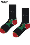Harajuku Men Socks Funny Colorful Cartoon Dot Striped Sokken Casual Japanese Style Street Skateboard Calcetines