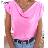 White Women's Blouse Summer Short Sleeve Casual Loose Irregular Shirt Tops 2022 Elegant Solid Color Office Lady