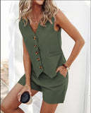 Summer New Fashion Casual Vest Shorts Set Women's
