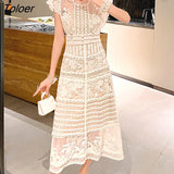 Lace Dress Women Apricot 2023 Vintage Embroidery Flower Party Vestido Women Clothing Sleeveless Elegant Dresses