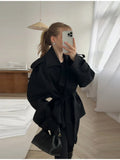 Pure Color Belt Short Jacket 2025 Spring And Autumn New