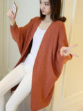 Fashion Autumn Winter Medium Length Sweater Coat Women's Knitted Cardigan Bat Sleeve Solid Color Coat Oversized