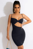 Sexy Straps Cut Out Backless Ruffles Bodycon